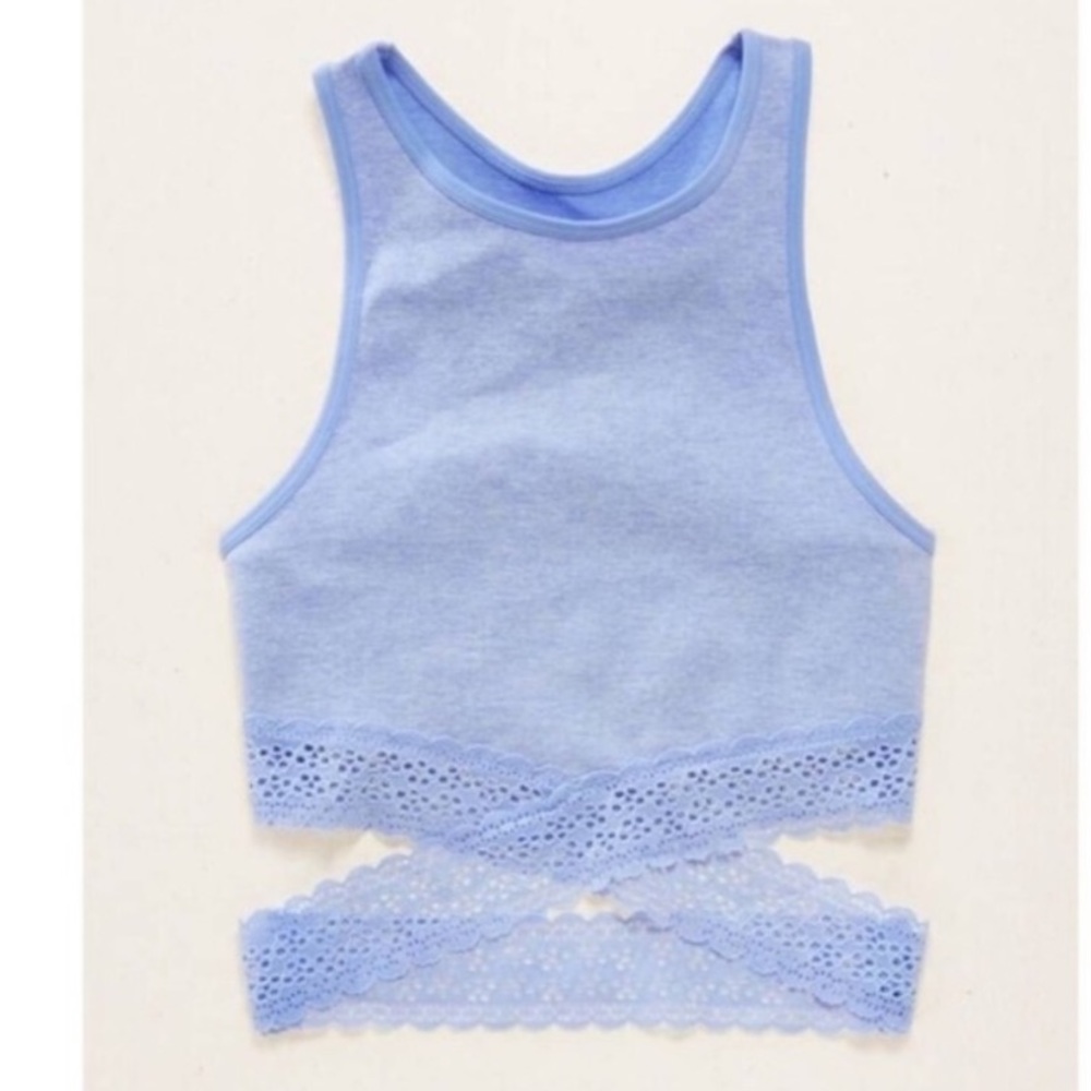 NWT DARK BLUE Aerie wrap around tank crop top. - Picture 1 of 4